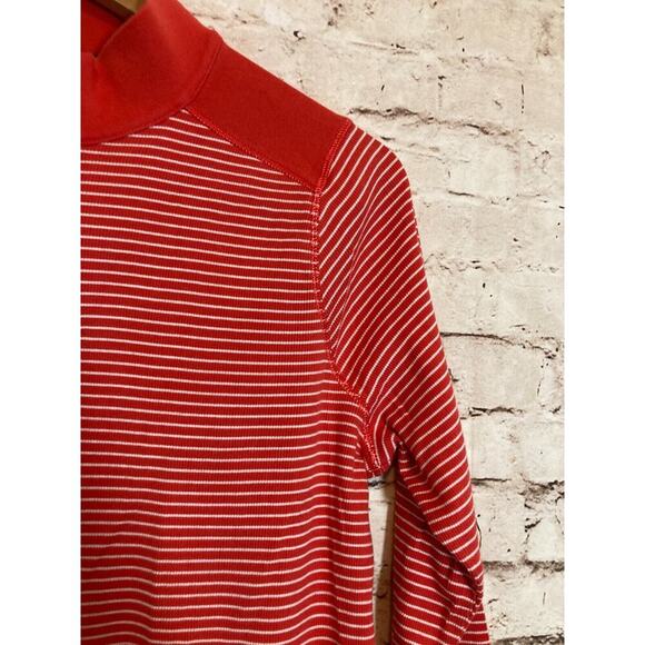Ralph Lauren Black Label Top Womens 1X Red Striped Ribbed Knit Quarter Zip - Picture 7 of 15